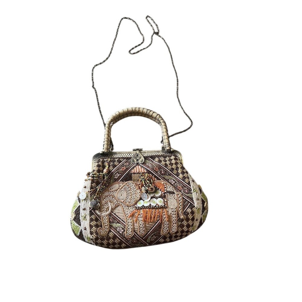 Coldwater Creek Elephant Beaded Frame Bag Purse Multicolor Small Chain